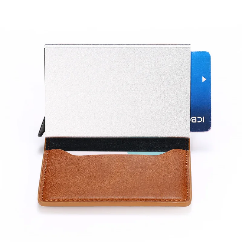 Мъжки RFID Чантата си, Държач За Кредитни Карти, Алуминиев Калъф За Банкови Карти, Ретро Кожена Кесия с Клипове за Пари, Чантата е от Изкуствена Кожа Изображение 3