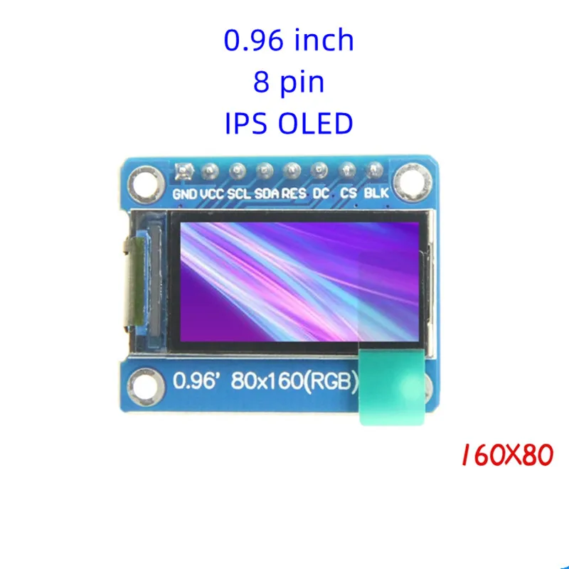 0,96-инчови, 8-пинов модул SPI HD 80x160 нов 0,96-инчов ips цял екран TFT-дисплей с цветен LCD дисплей Изображение 2