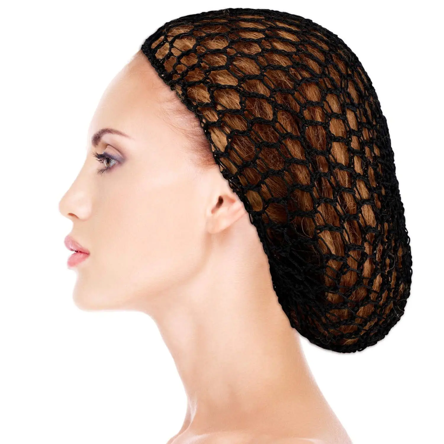 1-2 елемента Памучни черни шапки за перука с дълги шарени, плетене на перуки, окото основа, машина с регулируема каишка, мрежа за коса, за сън Изображение 3
