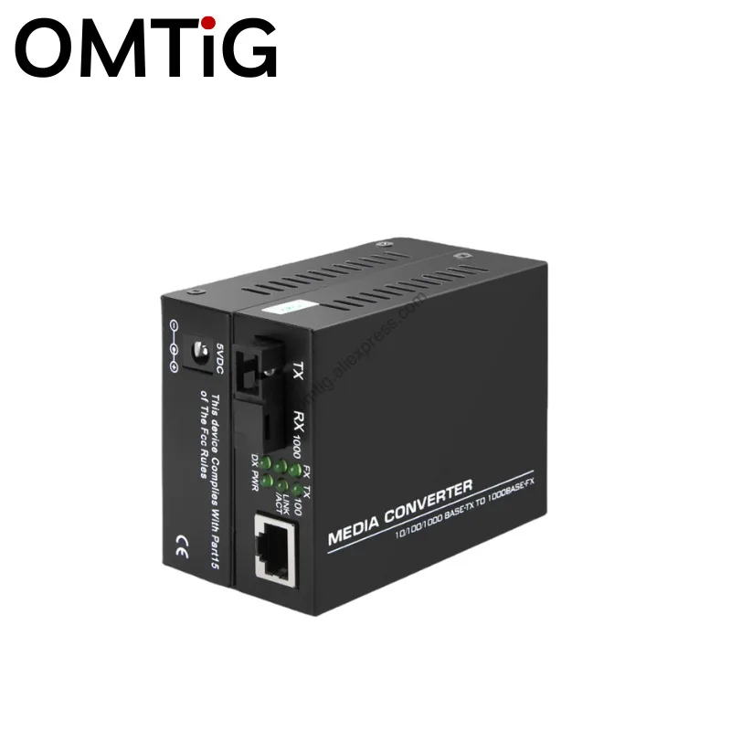 1 Чифт HTB-GS-03 A/B Gigabit Оптичен Медиаконвертер 1000 Mbps Однорежимный Одноволоконный SC-Порт 20 км С Блок Захранване Изображение 3