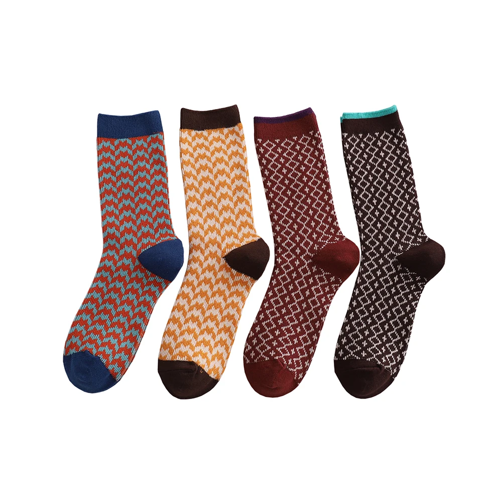 1 Чифт женски чорапи, пролет-есен, високо качество, ретро стил, дамски Мъжки чифт, памучни чорапи с шарките на птичи ленти, чорапи обикновена Изображение 0