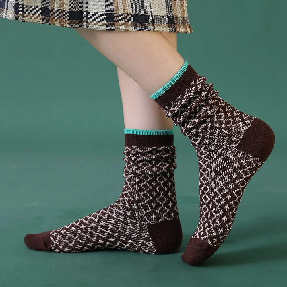 1 Чифт женски чорапи, пролет-есен, високо качество, ретро стил, дамски Мъжки чифт, памучни чорапи с шарките на птичи ленти, чорапи обикновена Изображение 4