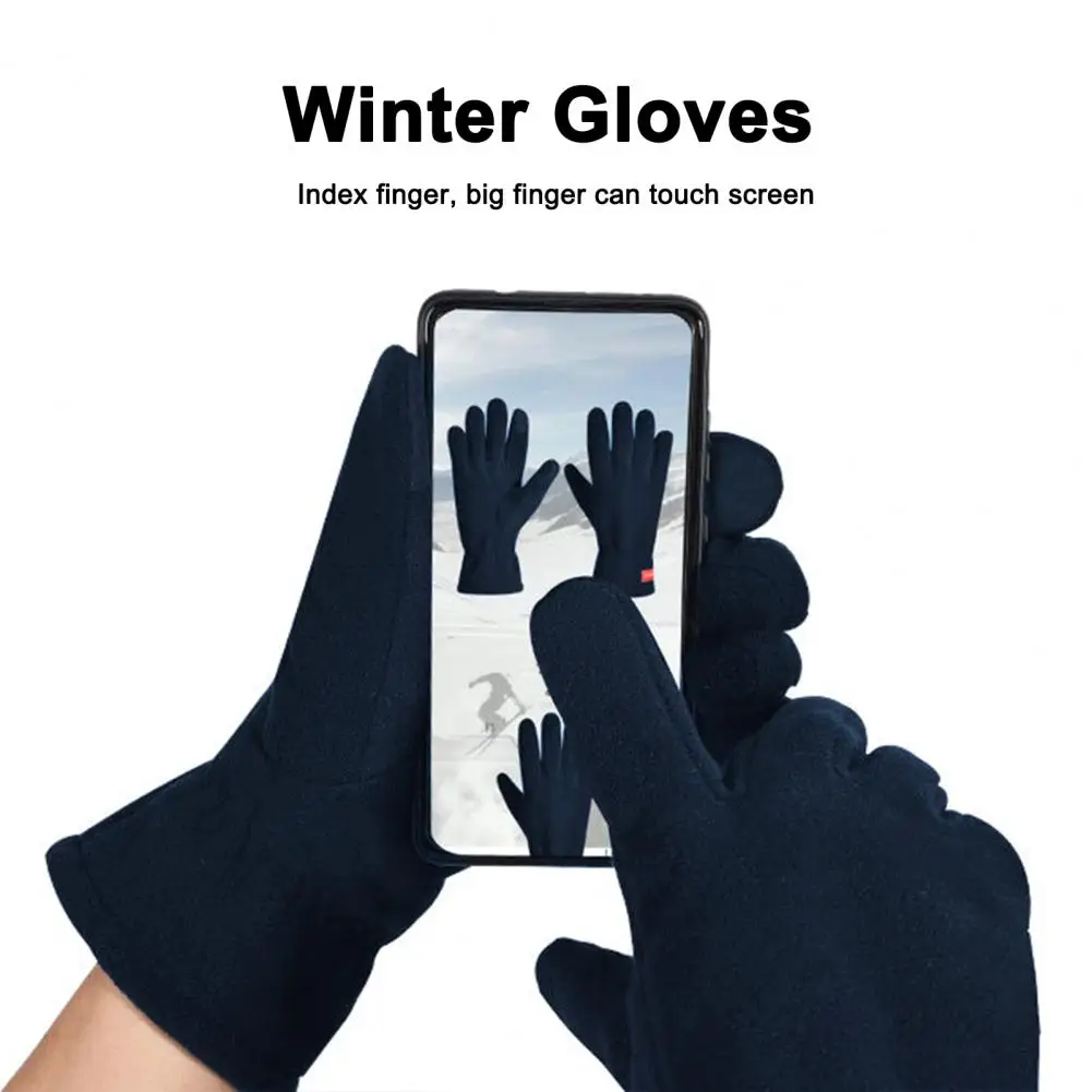 1 Чифт зимни ръкавици, двуслойни, удобни за кожата, сензорен екран, ръкавици за планинско колоездене по целия пръст Изображение 1