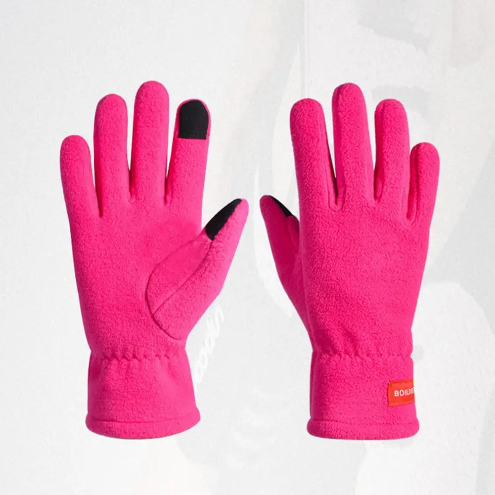 1 Чифт зимни ръкавици, двуслойни, удобни за кожата, сензорен екран, ръкавици за планинско колоездене по целия пръст Изображение 3