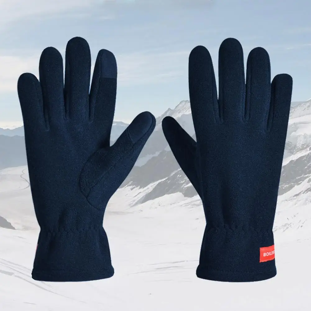 1 Чифт зимни ръкавици, двуслойни, удобни за кожата, сензорен екран, ръкавици за планинско колоездене по целия пръст Изображение 4