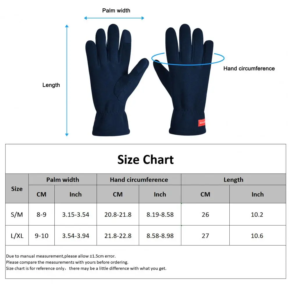 1 Чифт зимни ръкавици, двуслойни, удобни за кожата, сензорен екран, ръкавици за планинско колоездене по целия пръст Изображение 5