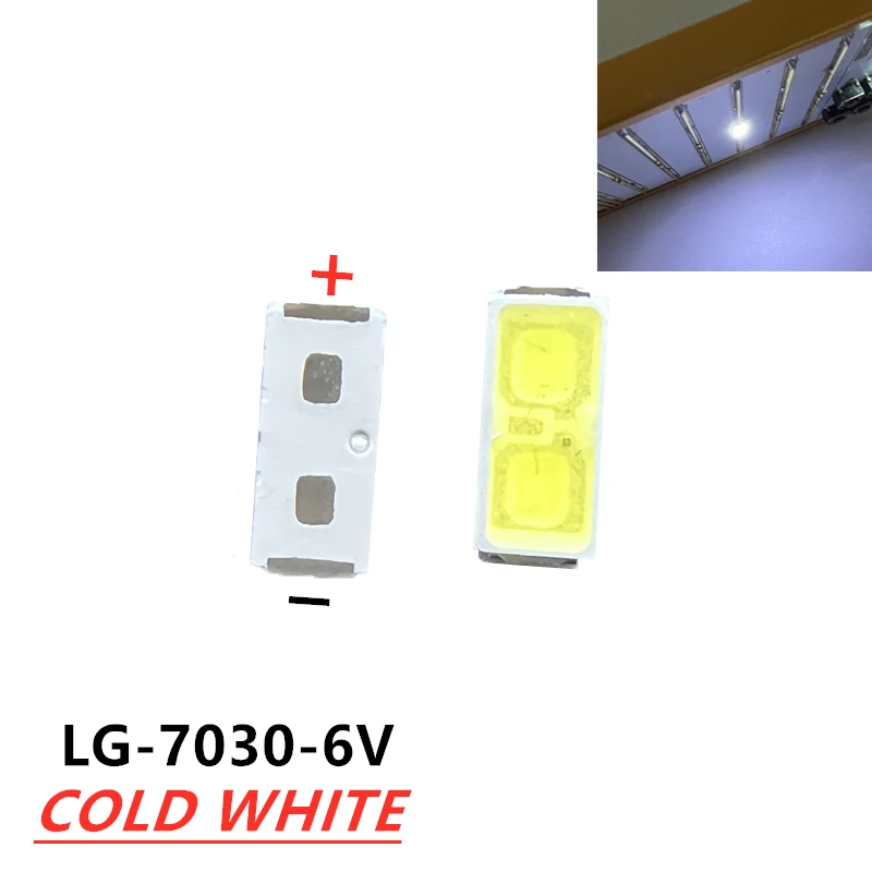 100шт 200ШТ 300ШТ 70lm 1w 7030 6V LG Студен бял светодиод за ремонт на подсветката на телевизора Изображение 1