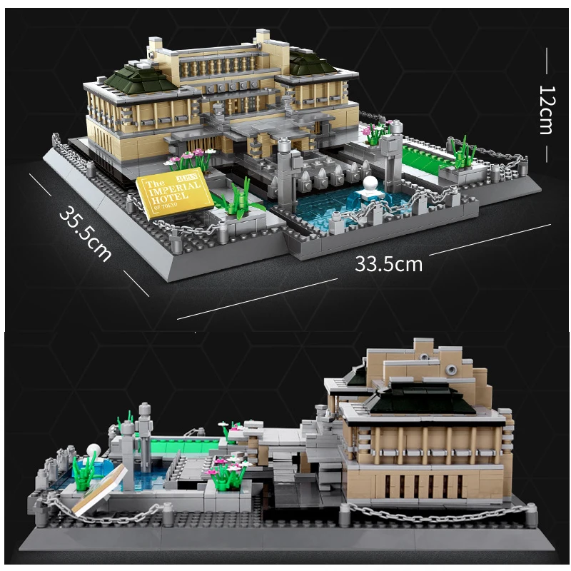 1373 бр., градска архитектура, хотел Империал Токио, модел, строителни блокове, тухли, Гледка към улицата, строителни играчки за деца Изображение 0