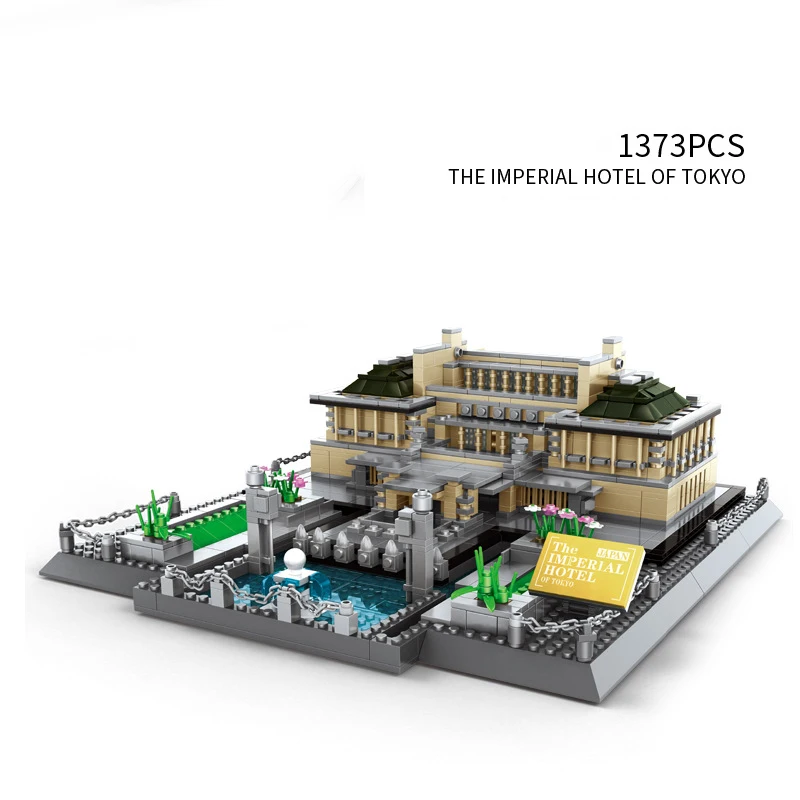 1373 бр., градска архитектура, хотел Империал Токио, модел, строителни блокове, тухли, Гледка към улицата, строителни играчки за деца Изображение 3