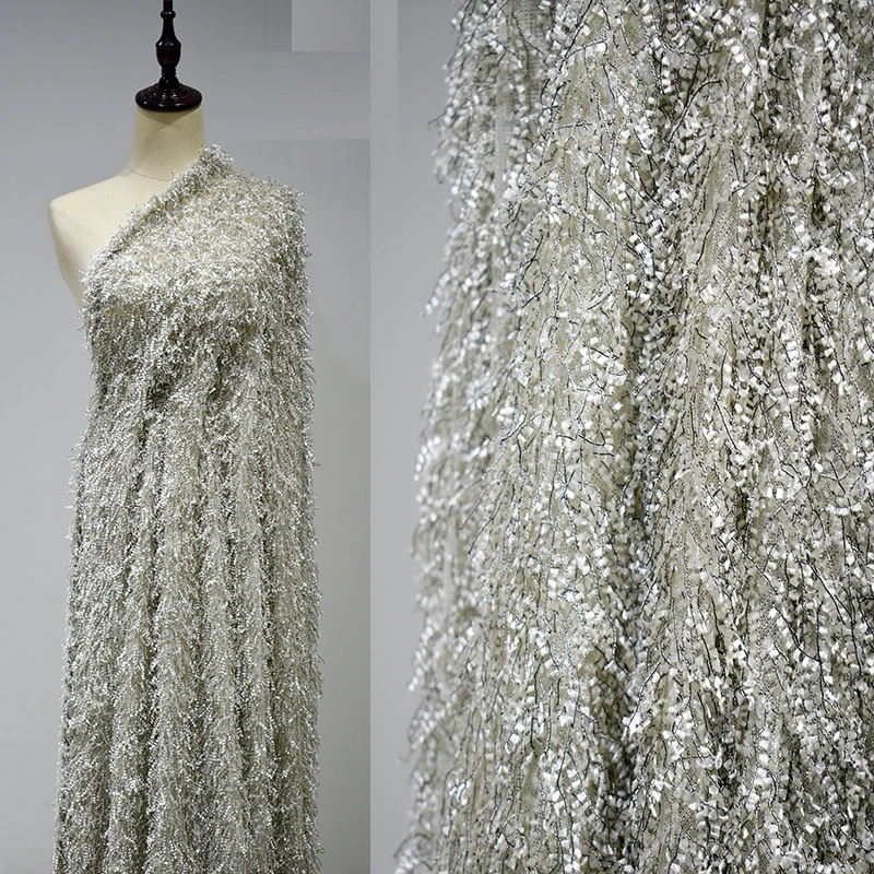 160 см Новата африканска лейси тъкан с пискюли, тюлевая лейси плат с елегантен декор за сватбени партита, дизайнерски плат Изображение 0
