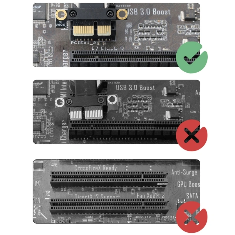 180 ° PCIE X1 Странично Високоскоростен Кабел Удължител PCIe 3.0 x1-x1 8 gbps PCI Express 1x Странично Card Лента Удължител Изображение 5