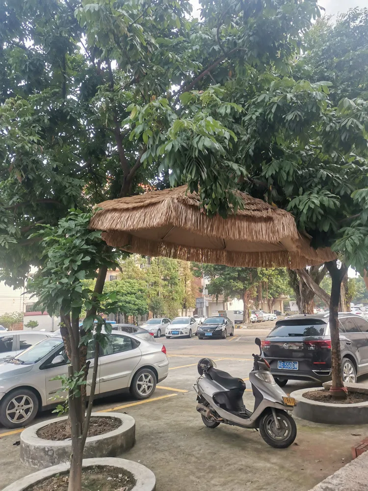 2.7 M Отворен чадър Tiki с защита от uv имитира слама чадър, окачен дизайн, хавайски чадър за двор, тропически покриви Изображение 5