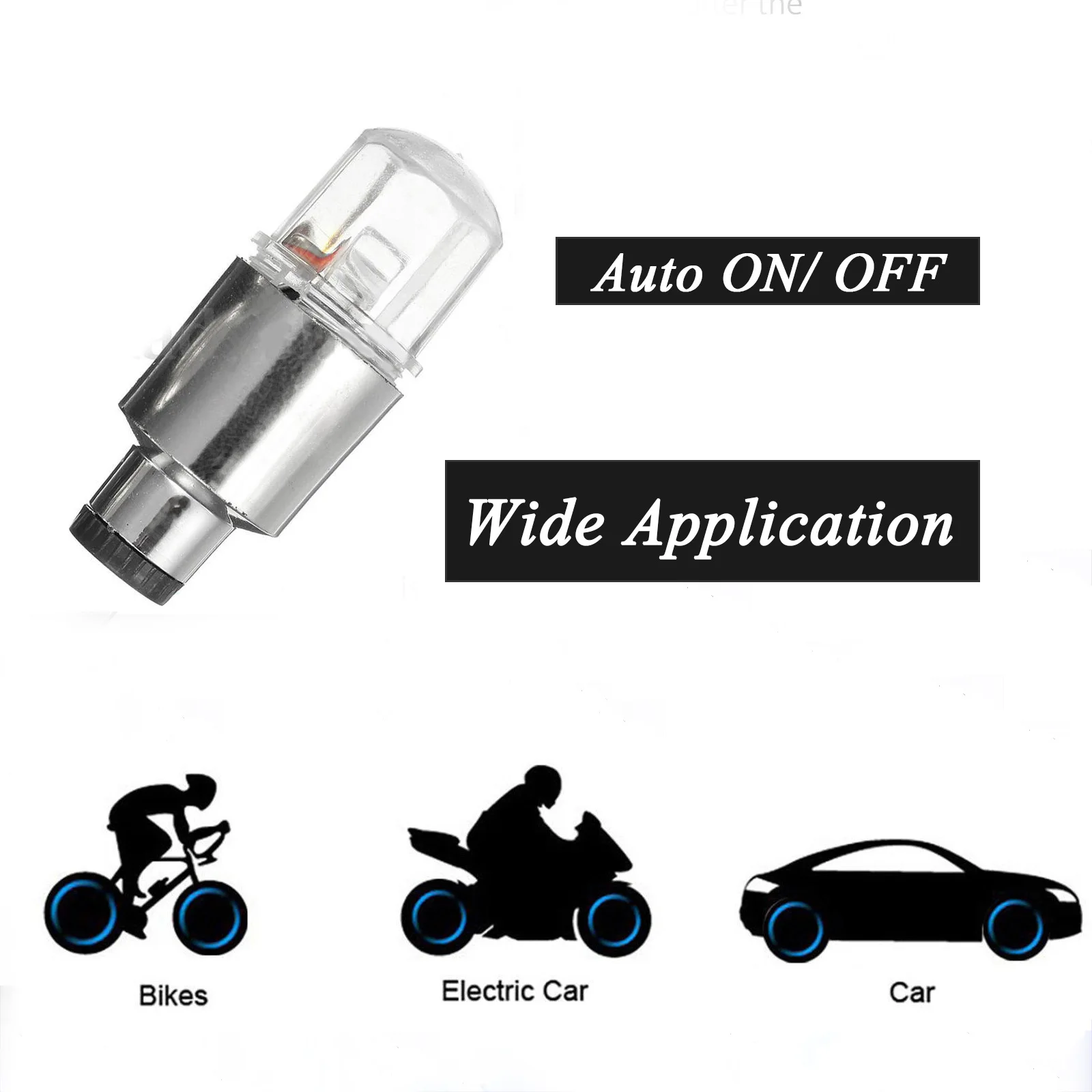 2 елемента Велосипедни led капачки за състав на вентила на гумата неонова светлина Наем на Автомобил Водоустойчив велосипеден фенерче за упражнения Автоаксесоари Изображение 3
