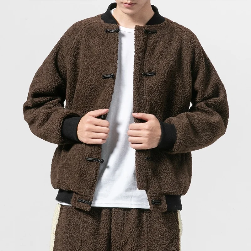 2019 Зимата на топло палто от руно в стил хип-хоп, руното яке оверсайз, реколта мъжки палта, руното на мъжко яке KK3182 Изображение 1