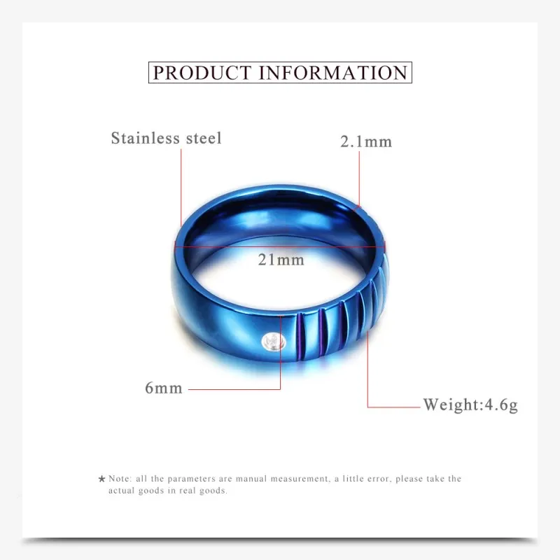 2022 Европа Classic blue groove двойка пръстен от неръждаема стомана женски crystal от Swarovskis са Подходящи за любителите на партита Изображение 2