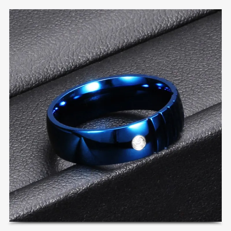 2022 Европа Classic blue groove двойка пръстен от неръждаема стомана женски crystal от Swarovskis са Подходящи за любителите на партита Изображение 4