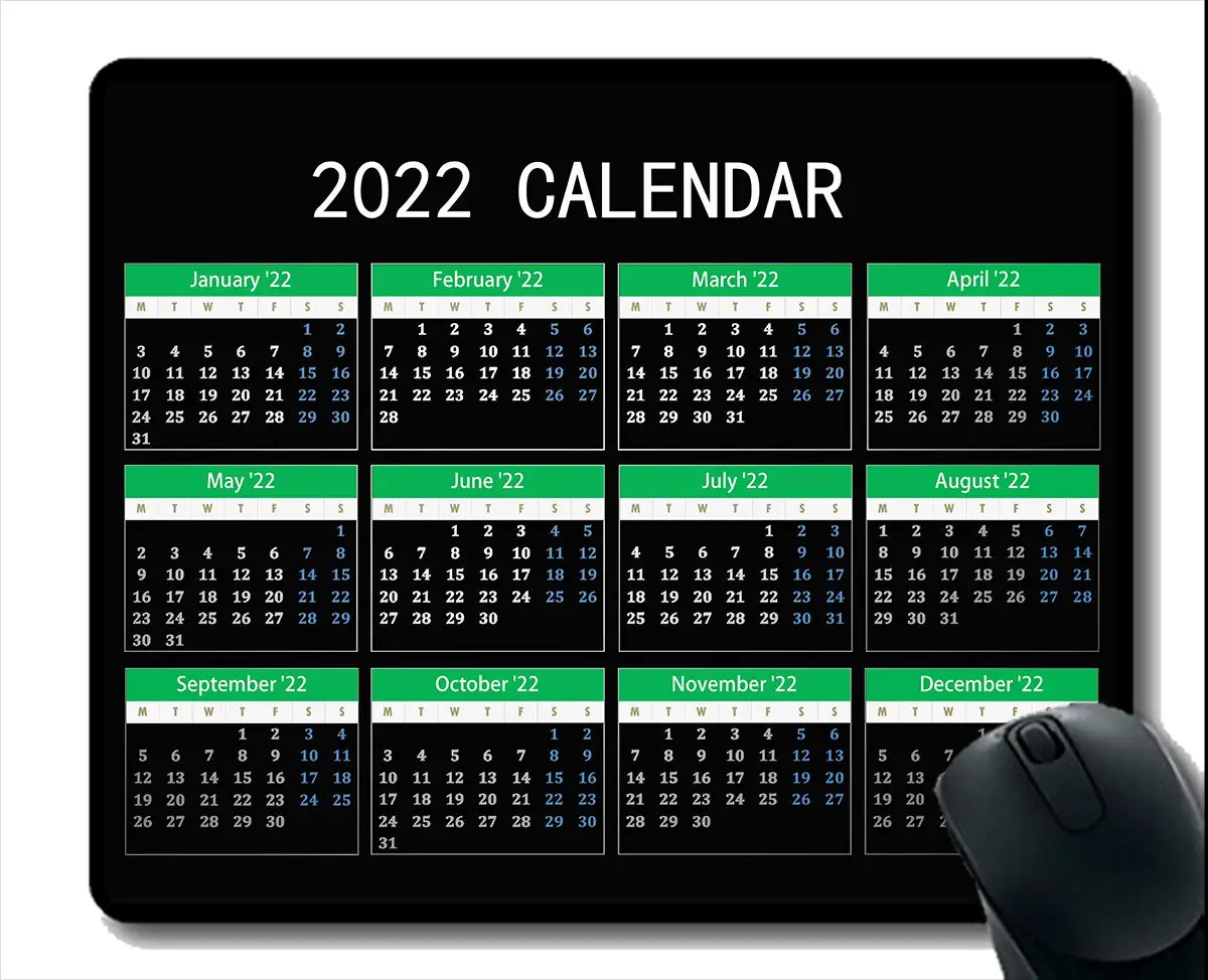 2022 Календар Подложка за мишка Персонализирани Дизайн Арт Подложка за Мишка за Преносим Компютър Правоъгълен Нескользящий Гумена Подложка за мишка Изображение 0