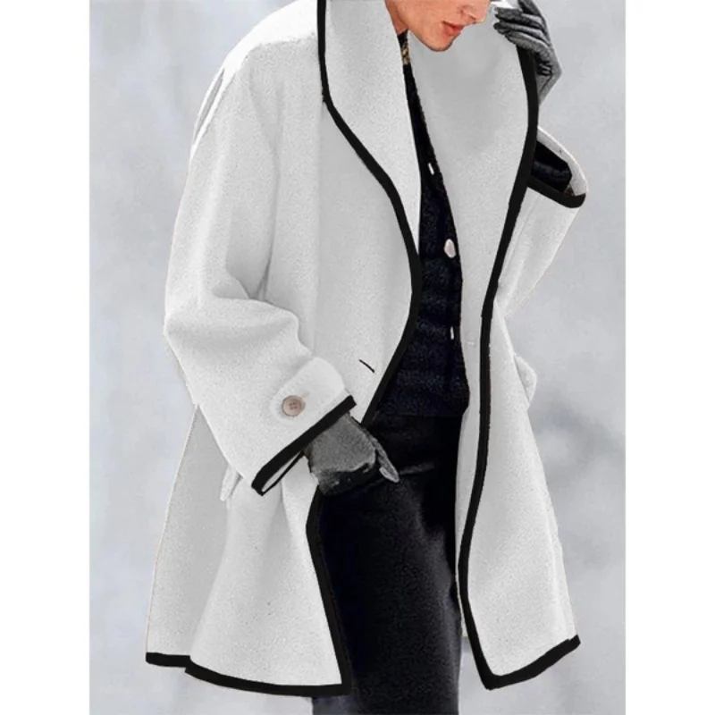 2022 Нова мода есенно-зимно яке, зимна дамски дрехи, дамско вълна палто с качулка и дълъг ръкав, връхни дрехи големи размери Изображение 1