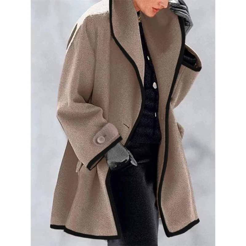 2022 Нова мода есенно-зимно яке, зимна дамски дрехи, дамско вълна палто с качулка и дълъг ръкав, връхни дрехи големи размери Изображение 3