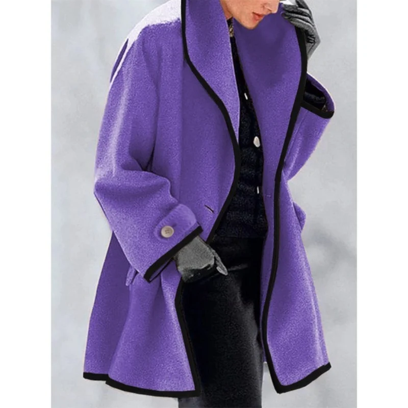 2022 Нова мода есенно-зимно яке, зимна дамски дрехи, дамско вълна палто с качулка и дълъг ръкав, връхни дрехи големи размери Изображение 4