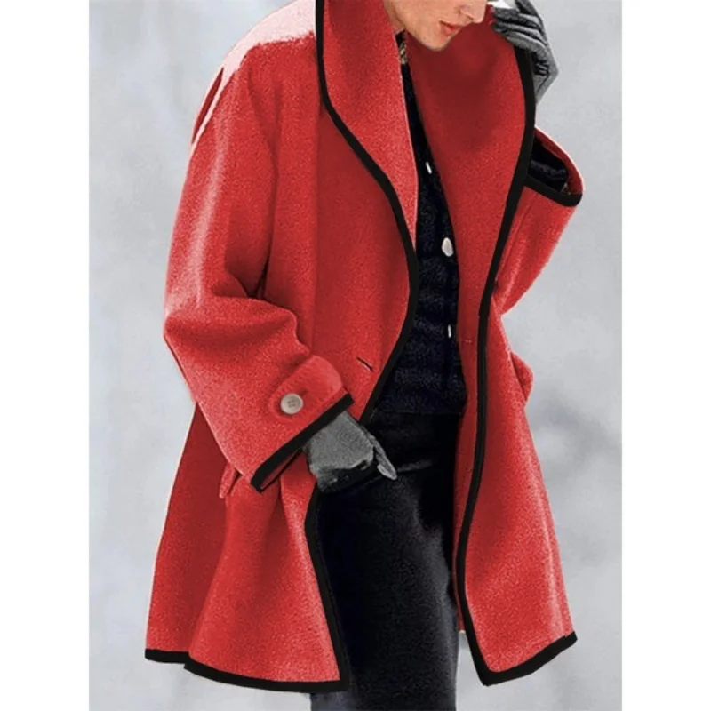 2022 Нова мода есенно-зимно яке, зимна дамски дрехи, дамско вълна палто с качулка и дълъг ръкав, връхни дрехи големи размери Изображение 5