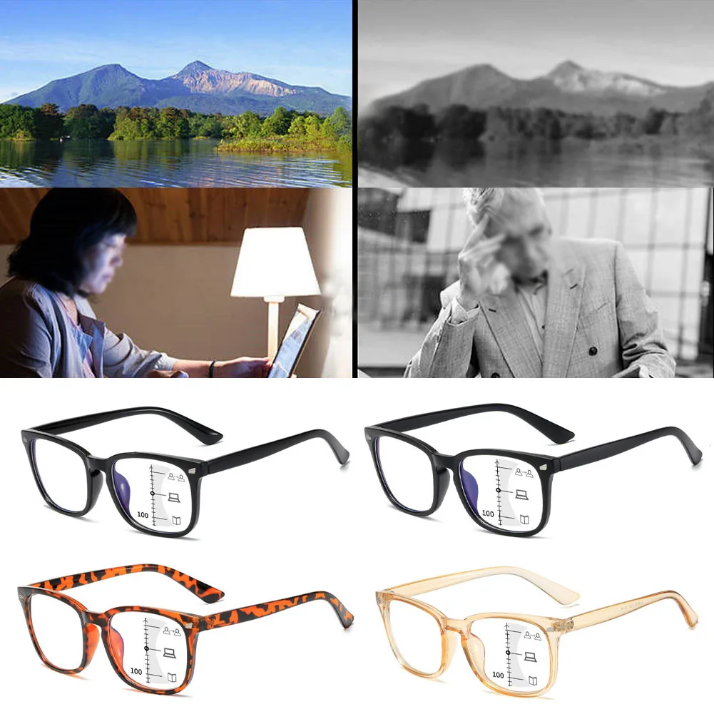 2023 Бифокални Прогресивни Очила За Четене Мъжки, Блокиране На Синя Светлина, Мультифокальные Очила, Ултра-Леки Очила Без Рамки Изображение 2
