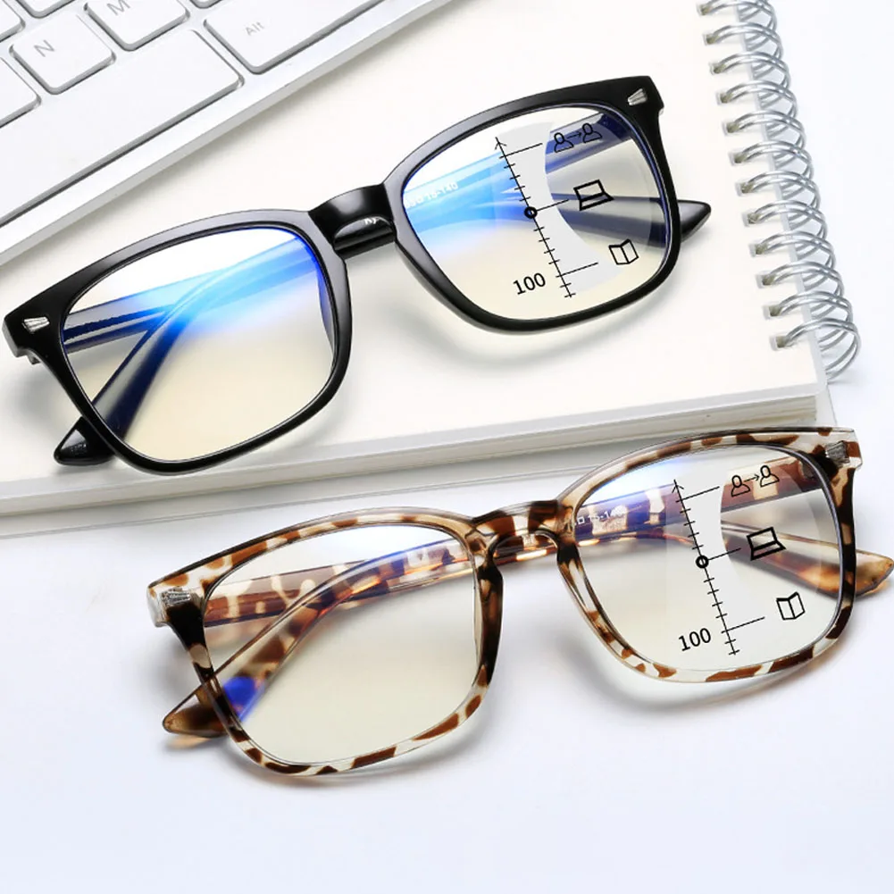 2023 Бифокални Прогресивни Очила За Четене Мъжки, Блокиране На Синя Светлина, Мультифокальные Очила, Ултра-Леки Очила Без Рамки Изображение 3