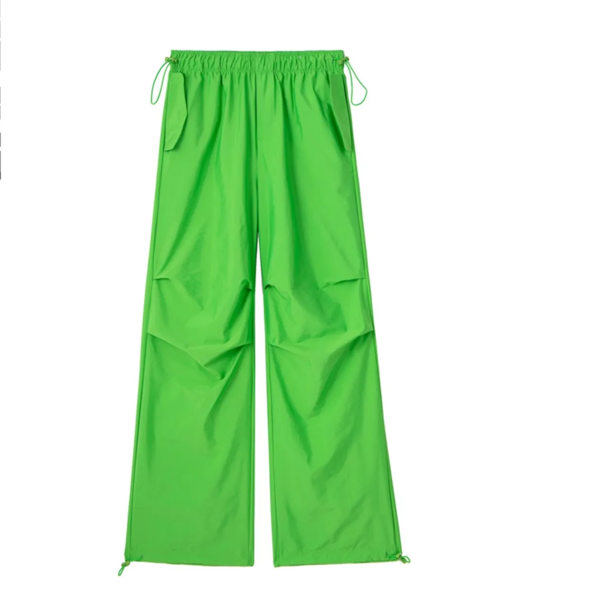 2023, магазин bazaleas, дамски панталони Y2K с завязками, женски улични разтеглив плисирани панталони за бягане със средна талия Изображение 2
