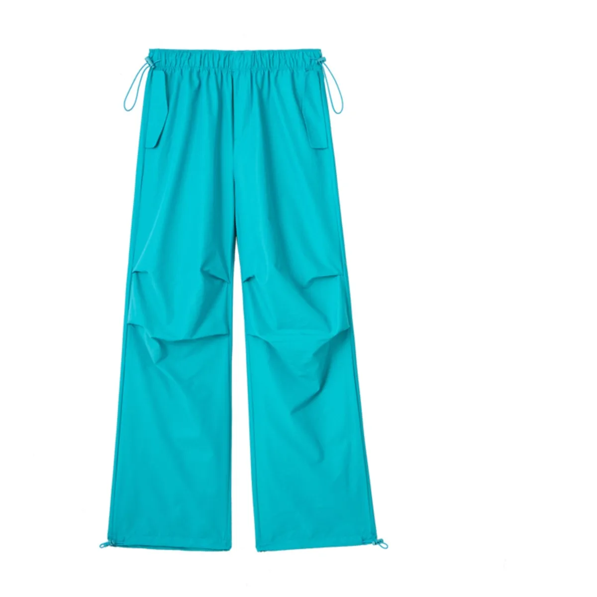 2023, магазин bazaleas, дамски панталони Y2K с завязками, женски улични разтеглив плисирани панталони за бягане със средна талия Изображение 3
