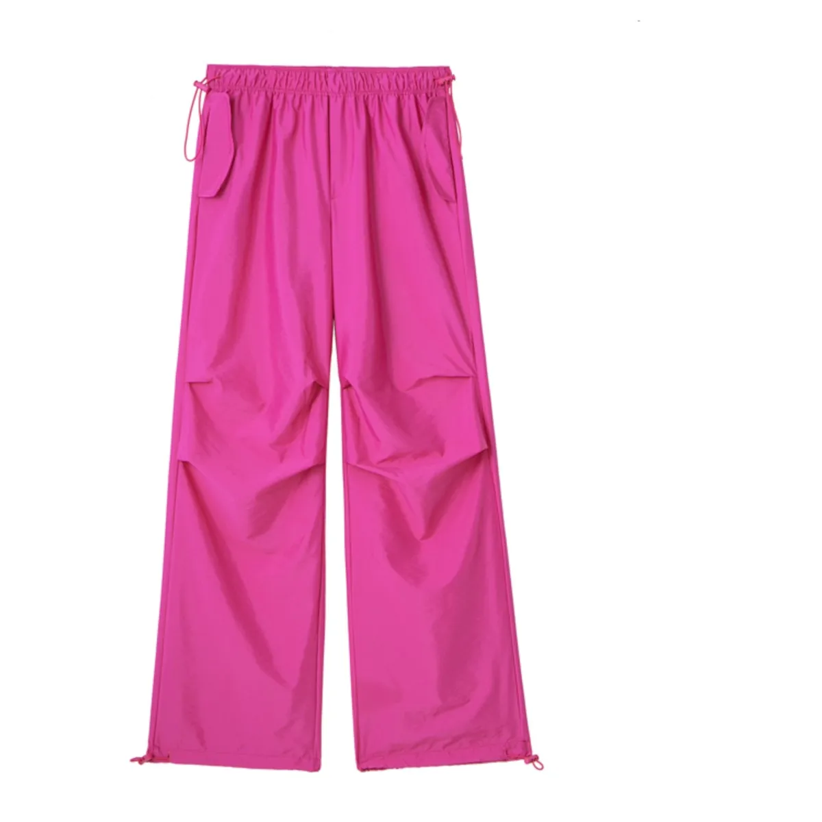 2023, магазин bazaleas, дамски панталони Y2K с завязками, женски улични разтеглив плисирани панталони за бягане със средна талия Изображение 4