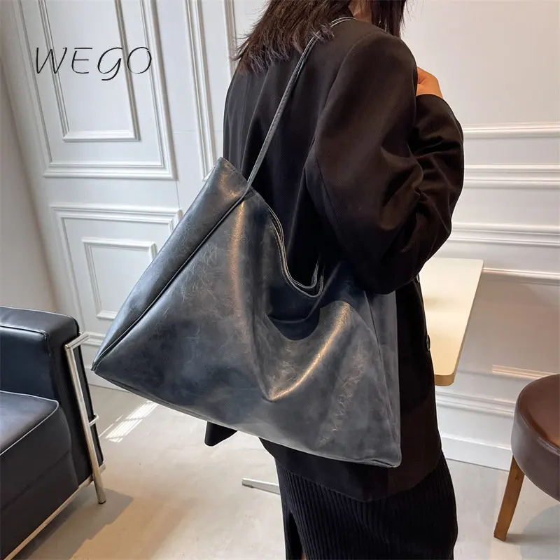 2023 Нова мода, просто една голяма чанта за отдих, дамски чанти на рамо, голяма чанта голям-тоут от изкуствена кожа Изображение 0