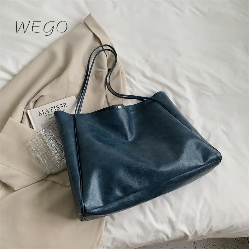 2023 Нова мода, просто една голяма чанта за отдих, дамски чанти на рамо, голяма чанта голям-тоут от изкуствена кожа Изображение 1