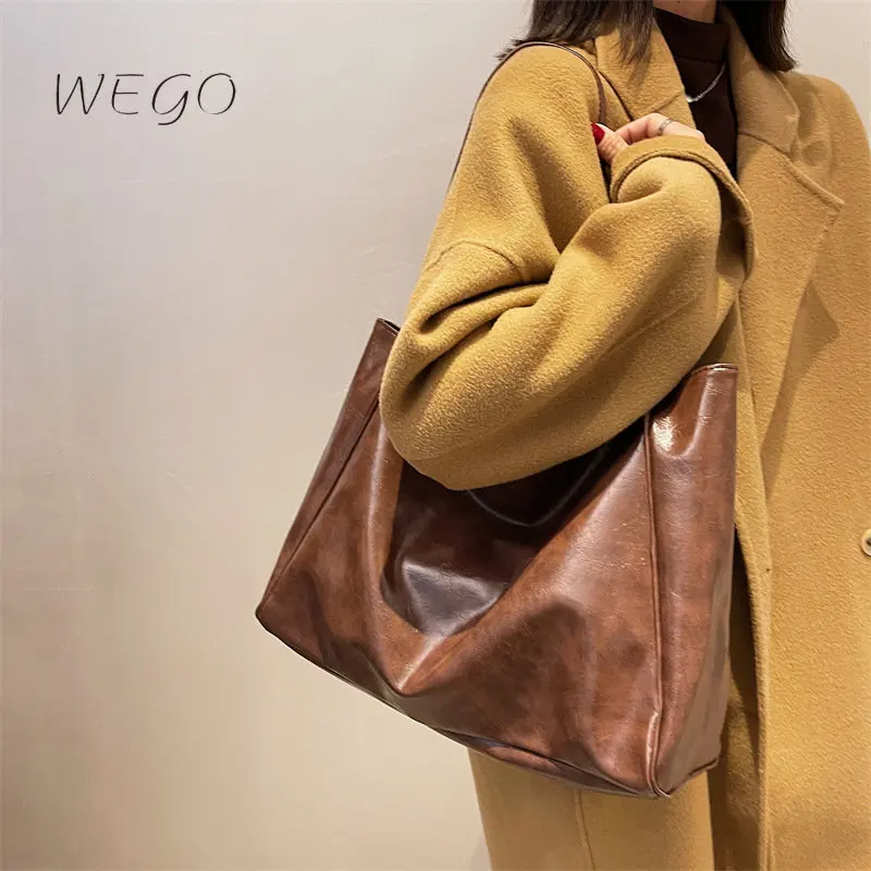 2023 Нова мода, просто една голяма чанта за отдих, дамски чанти на рамо, голяма чанта голям-тоут от изкуствена кожа Изображение 4