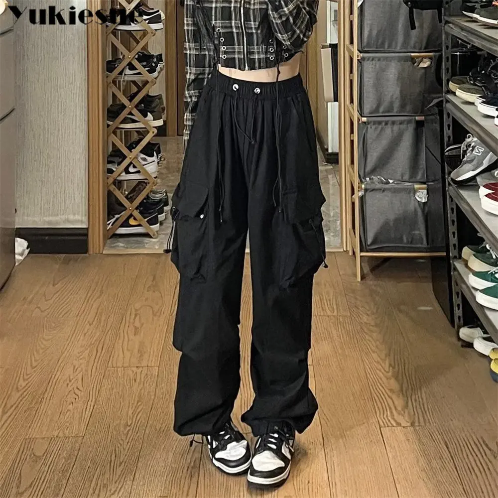 2023 Нови панталони Harajuku Y2K, дамски модни обикновена свободни улични панталони-карго контрастен цвят, прави широки панталони Изображение 0
