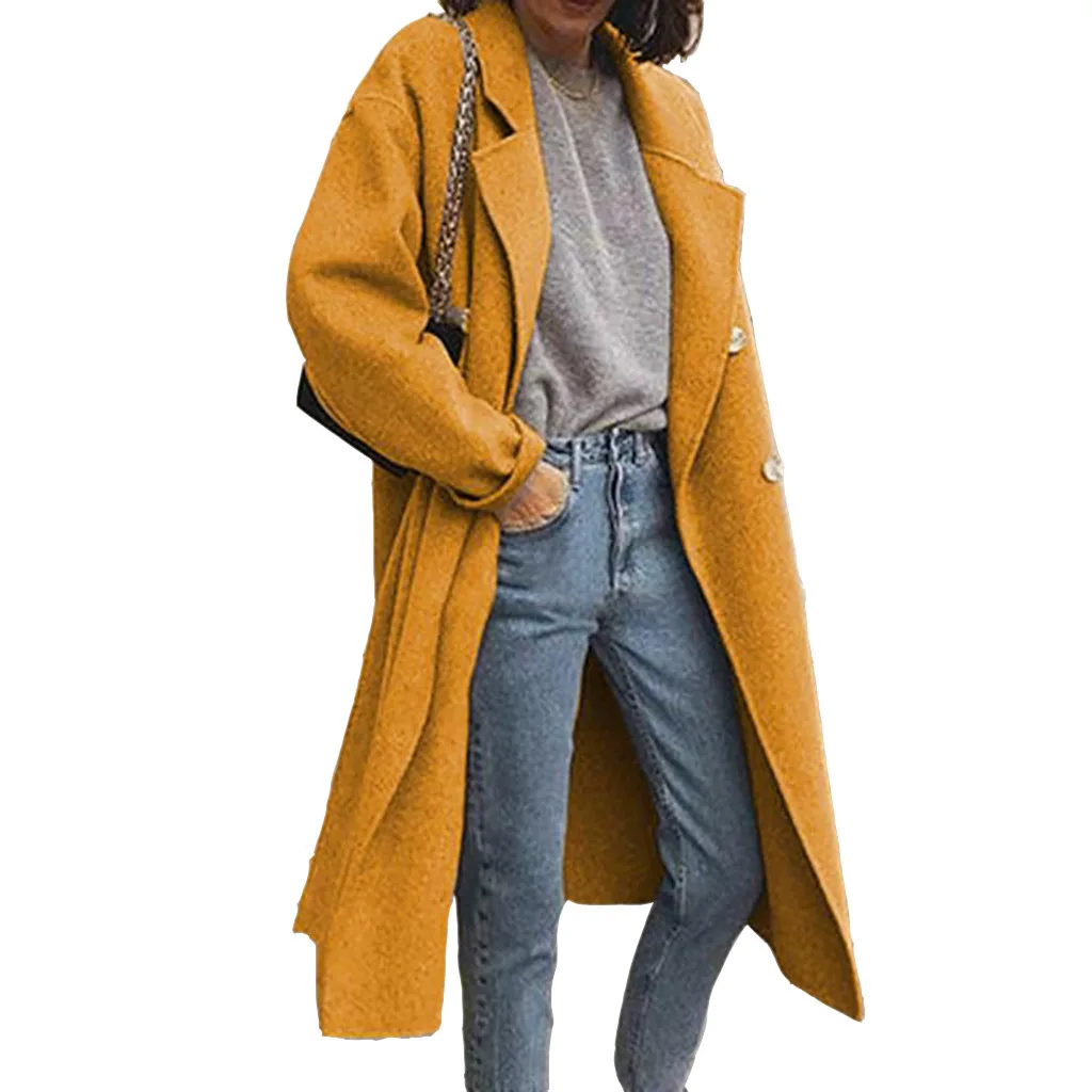 2023 Ново Есенно-зимния Вълна палто за жени, Модни Обикновена Тънка Палто и яке с дълъг ръкав за жени Изображение 5