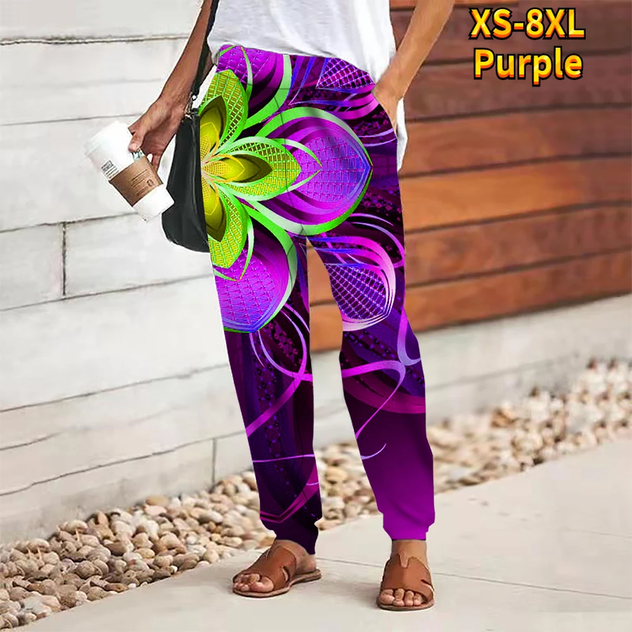 2023 Панталони за йога, свободни панталони с цветен модел, дамски модни ежедневни панталони, ежедневни панталони с принтом, спортни панталони, панталони големи размери XS-8XL, новост Изображение 2
