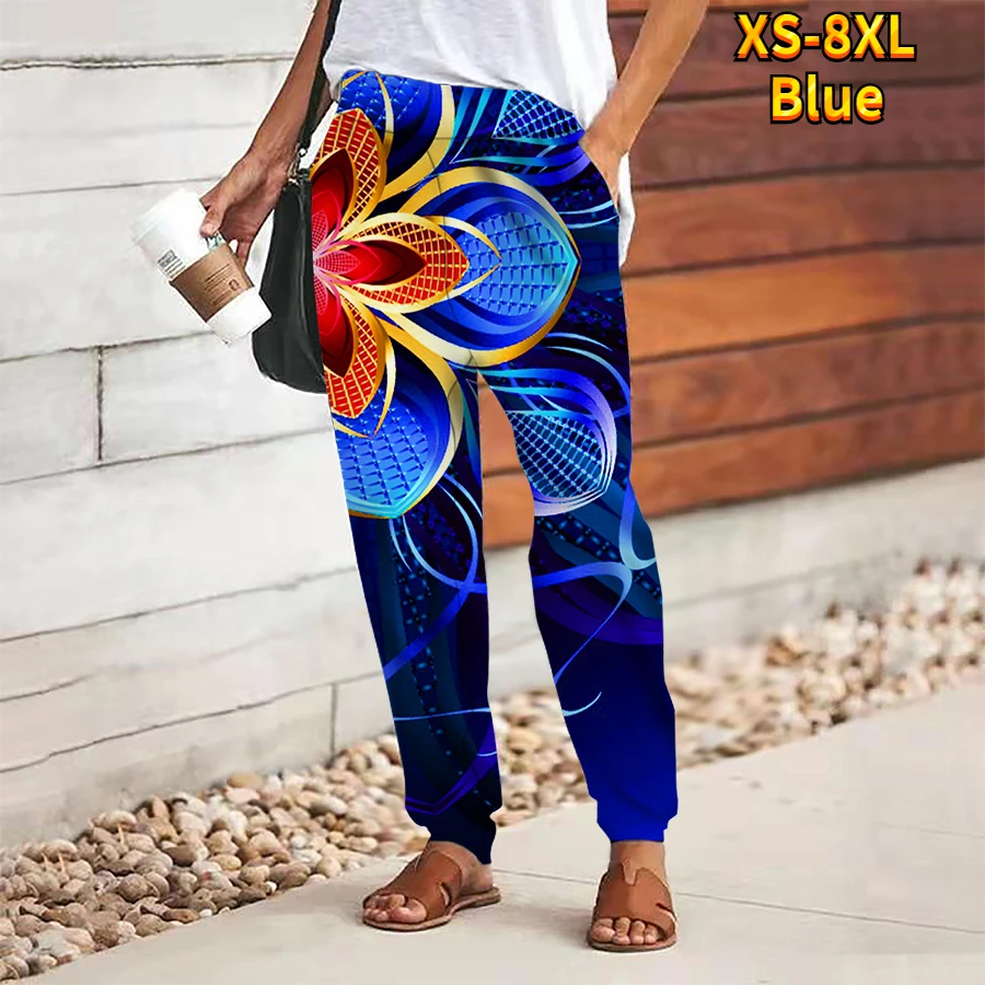 2023 Панталони за йога, свободни панталони с цветен модел, дамски модни ежедневни панталони, ежедневни панталони с принтом, спортни панталони, панталони големи размери XS-8XL, новост Изображение 4