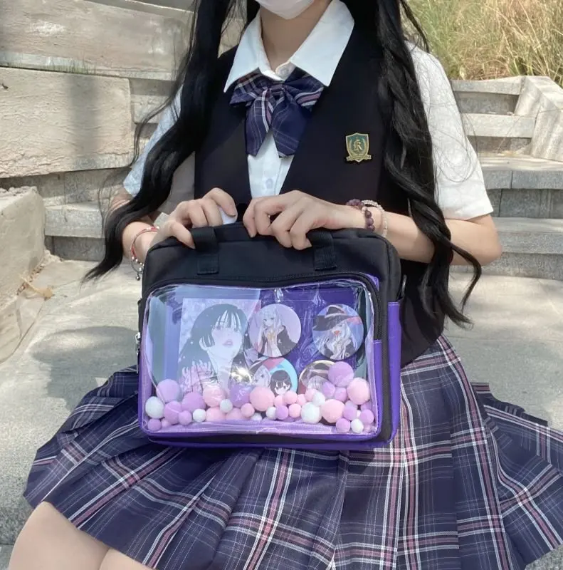 2023 Японската прозрачна чанта от болки в корейския училище стил аниме Dark Girl Crossbody Itabag, Нова Малка чанта през рамо IB021 Изображение 3
