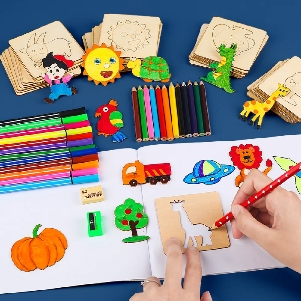 20pcs детски играчки за изготвяне на Монтесори, Дървени шаблони за изготвяне на 