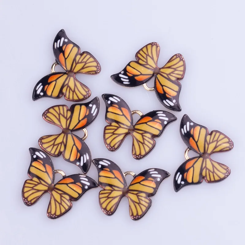 20PCS Цветни висулки във формата на пеперуди от метална сплав, емайлирани висулки във формата на животни, за колиета, гривни, бижута, diy Изображение 1