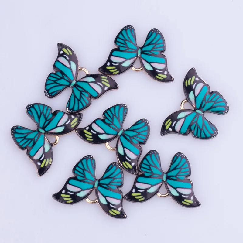 20PCS Цветни висулки във формата на пеперуди от метална сплав, емайлирани висулки във формата на животни, за колиета, гривни, бижута, diy Изображение 2