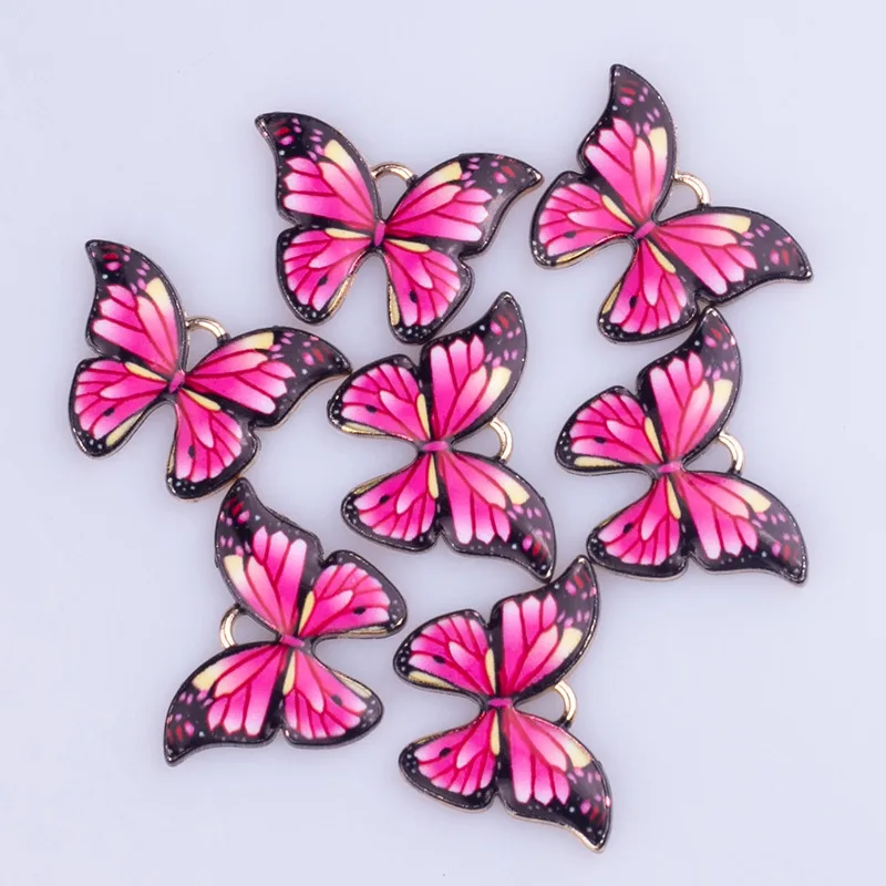 20PCS Цветни висулки във формата на пеперуди от метална сплав, емайлирани висулки във формата на животни, за колиета, гривни, бижута, diy Изображение 3