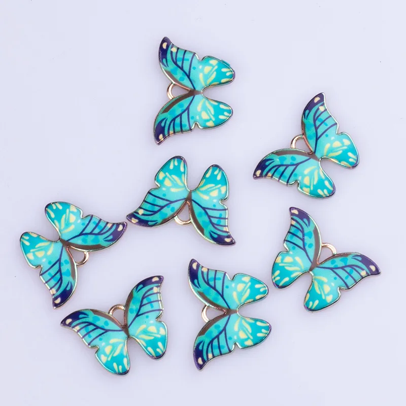 20PCS Цветни висулки във формата на пеперуди от метална сплав, емайлирани висулки във формата на животни, за колиета, гривни, бижута, diy Изображение 4