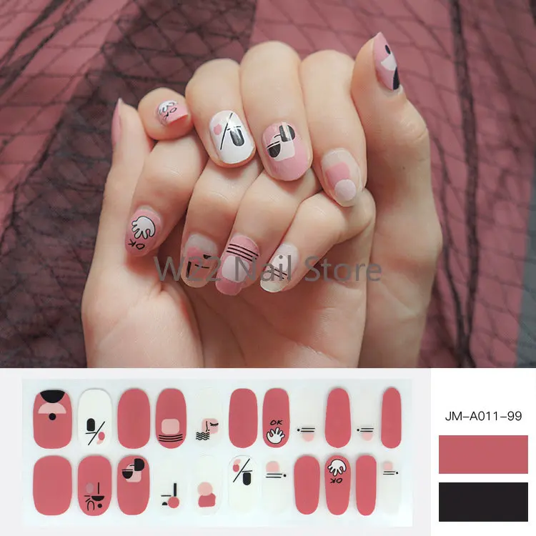 22 Пръста, блестящи стикери за дизайн на ноктите в корейски стил, тайна за нокти, маникюр, ленти лак за нокти 