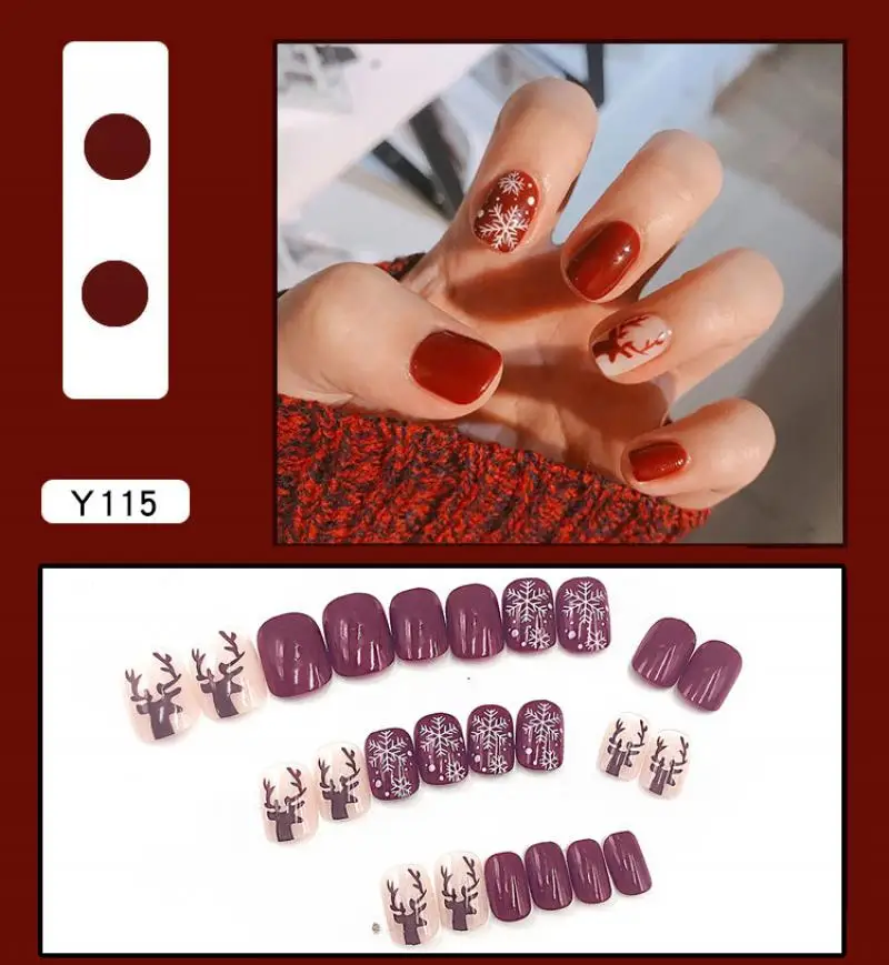 24 окото носимые лепенки за изграждане на нокти, носимые за жени, червени лепенки за нокти, режийни лепенки за нокти, готови лепенки за изграждане на нокти Изображение 0