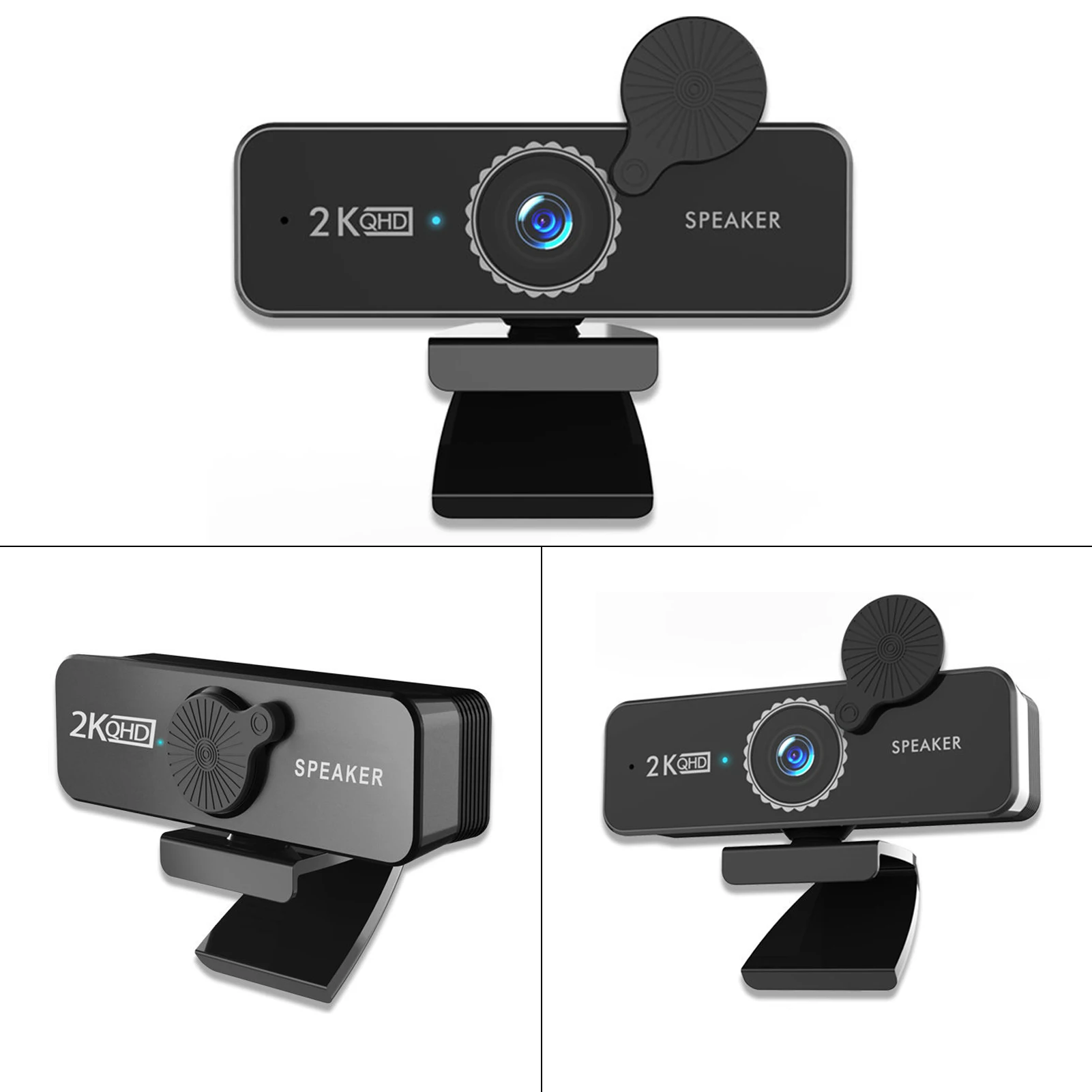 2K 1440P Уеб камера Conferentie PC, Уеб камера с микрофон USB PC, Уеб камера с Широк ъгъл на видимост 120 градуса с Двоен високоговорител за видео Изображение 2