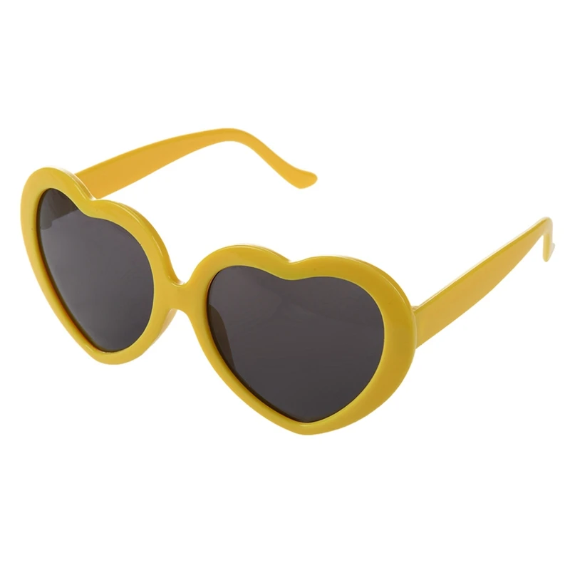 2X Модни забавни летни слънчеви очила във формата на сърце жълт цвят Изображение 0