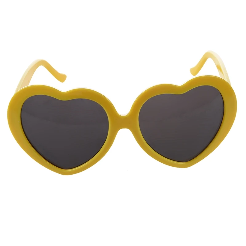 2X Модни забавни летни слънчеви очила във формата на сърце жълт цвят Изображение 2