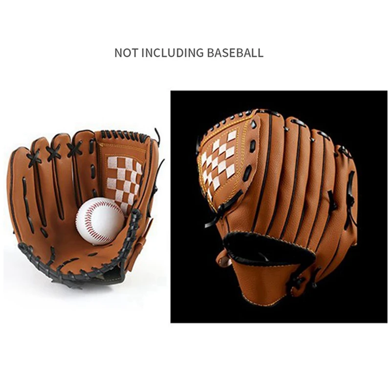 2X Спортна бейзболна ръкавица за практикуване на софтболом на открито, на дясната ръка за обучение на възрастни мъже и жени, кафяв 12,5 инча Изображение 1