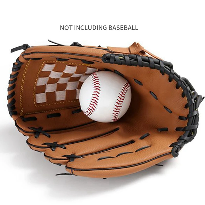 2X Спортна бейзболна ръкавица за практикуване на софтболом на открито, на дясната ръка за обучение на възрастни мъже и жени, кафяв 12,5 инча Изображение 3